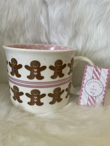 NEW GINGERBREAD MUG Light Pink White PEPPERMINT & PINE Christmas Hearts HOLIDAY - Picture 1 of 5