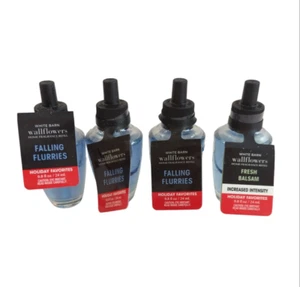 Bath & Body Works White Barn Falling Flurries, Balsam Wallflowers Refills 4 Lot - Picture 1 of 4