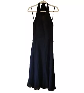 Jones New York schwarz 100 % Seide Neckholder Partykleid Damen Größe 8 - Bild 1 von 12