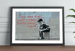 PÓSTER DE ARTE ENMARCADO PENSAMIENTO ORIGINAL BANKSY GRAFFITI IMAGEN IMPRESIÓN OBRAS DE ARTE 4 TAMAÑOS - Imagen 1 de 14