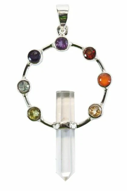 Argento Chakra Gioiello Collana Cristallo di Rocca Ametista Monili Rimorchio - Immagine 1 di 1