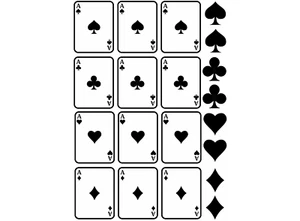 Playing Card Suits Aces 20 pcs 1 Inch Black Fused Glass Decals - Picture 1 of 1