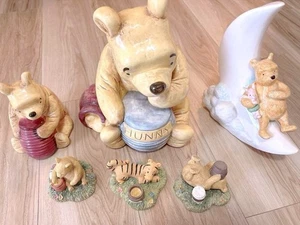 Disney Winnie the Pooh Classic Pooh Border Fine Arts Figurine Piggy Bank Set - Picture 1 of 8