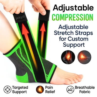 Ankle Brace Support Compression Sleeve Foot Tendon Plantar Fasciitis Pain Relief - Image 1 of 4
