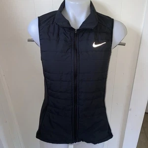 Nike Laufweste Damen klein schwarz leicht Polyester durchgehender Reißverschluss Taschen - Bild 1 von 6