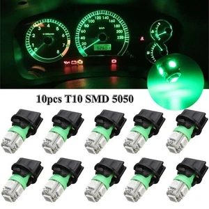 10 Pc Green T10/194 LED Bulbs Instrument Panel Gauge Cluster Dash Light-Sockets - Picture 1 of 12