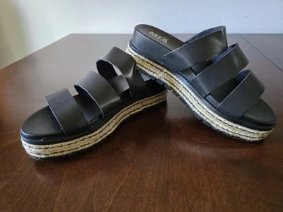 Mia KAZ Women's Black Kaz Platform Slip On 3 Strap Sandal Shoes Size 8.5  - Image 1 of 4