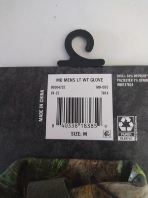 Hunting Gloves Lightweight Mossy Oak Camo Obsession NWTF Non-Slip Touchscreen - Image 1 of 2