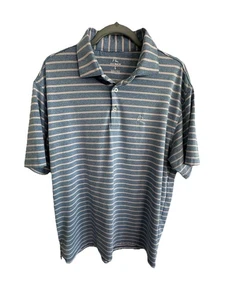 Rhoback Shirt Mens Large Blue Striped Golf Polo Performance Stretch Logo - Picture 1 of 5