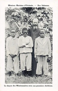 Salomonen - Der älteste Missionar mit seinen ersten Christen - publ. Marist - Bild 1 von 2