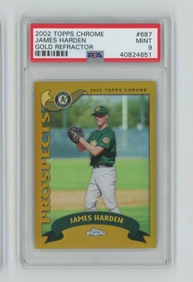2002 Topps Chrome Gold Refractor James Harden RC PSA 9 Oakland Athletics #687 - Image 1 of 2