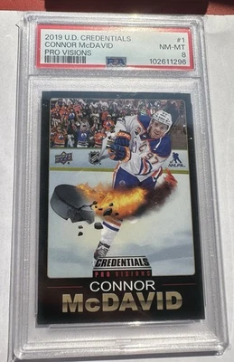 2019-20 Upper Deck Credentials Fleer Pro Visions Connor McDavid PSA 8 RARE 1of6 - Image 1 of 2