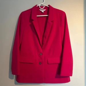 Chaqueta Blazer Antigua Azul Marino Dos Botones De Gran Tamaño - Rosa Caliente, Para Mujer Mediana - Imagen 1 de 6