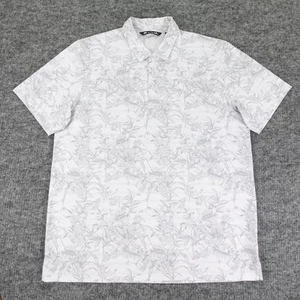 Travis Mathew Polo Shirt Mens 2XL White Gray Floral Print Short Sleeve Golf - Picture 1 of 9
