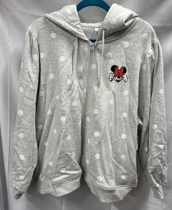 Felpa con cappuccio Disney donna 2X grigio bianco Minnie Mouse a pois full zip parchi - Foto 1 di 7