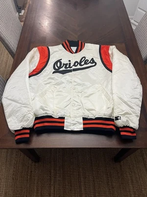 Vintage Starter Jacket White Satin Baltimore Orioles USA 90s  - Image 1 of 4