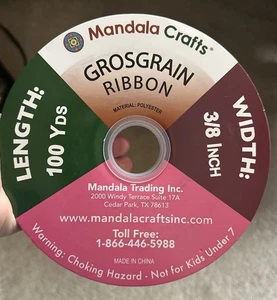 3/8" Purple Grosgrain Ribbon 100 Yard Roll for Bows Mandala Crafts Scrapbook - Picture 1 of 7