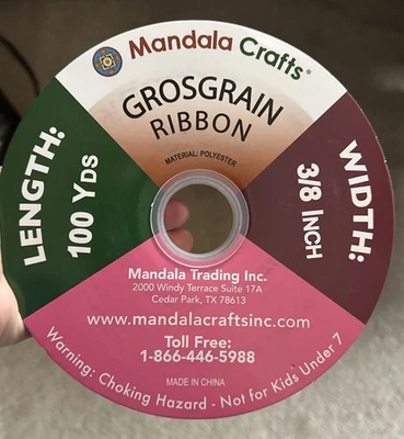 3/8" Purple Grosgrain Ribbon 100 Yard Roll for Bows Mandala Crafts Scrapbook - Image 1 of 4