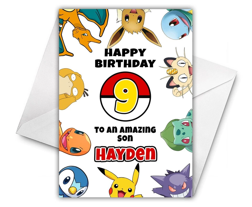 PIKACHU Personalised Birthday Card - Pokemon Greetings Card - Pikachu - D6