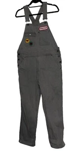 TEDDY FRESH Women's Railroad Overalls Dungarees Gray Pinstripe Small - Picture 1 of 16