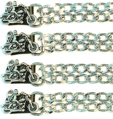 4 MOTORCYCLE ANGEL DIAMOND CUT CHROME CHAIN VEST EXTENDERS USA MADE - Image 1 of 2