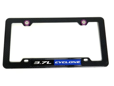 3.7L CYCLONE CARBON FIBER LOOK LICENSE FRAME W/ 4 PURPLE WASHERS & BOLTS BL - Image 1 of 4