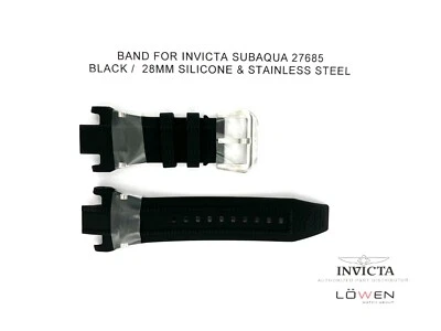 Auténtica correa de reloj Invicta Subaqua 27685 de silicona negra de 28 mm Foto 1 de 3
