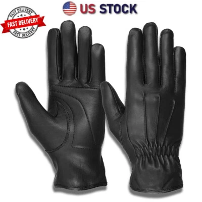 Women Ladies Leather Police Soft Genuine Real Leather Car Driving Gloves Black - Image 1 of 3