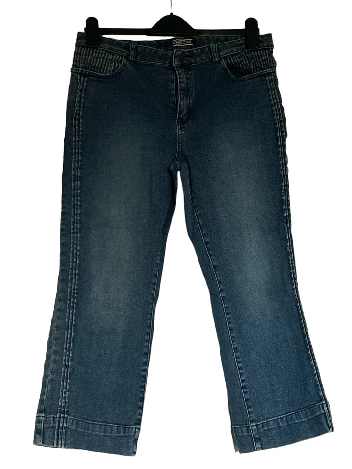 Womens CHEROKEE 3/4 Leg Cropped Denim Jeans 23” Leg Size 14 Regular - Image 1 of 1