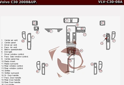 VOLVO S40 V50 FIT 2008 2009 2010 2011 NOVO ABS KIT DE ACABAMENTO DE PAINEL DE MADEIRA CARBONO INTERIOR - Imagem 1 de 4