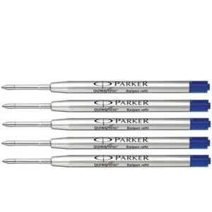6x GENUINE PARKER BALLPOINT REFILL BIRO MEDIUM BLUE SMOOTH WRITING QUINK FLOW - Picture 1 of 3