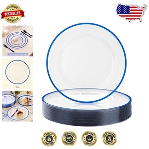 12-Inch Plastic Charger Plates with Blue Rim - 50 Pack for Elegant Events - Picture 1 of 9