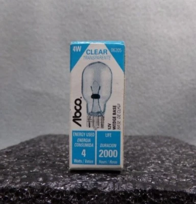 Lot of 4 Abco 06205 4W, 12V, T-5 Wedge Base Clear Light Bulbs - Image 1 of 4