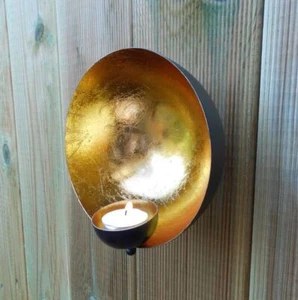 Wandkerzenhalter Teelichthalter für die Wand. Eisen goldfarbig foliert Feng Shui - Bild 1 von 1