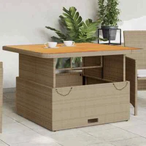 Gartentisch Tisch Couchtisch Gartenmöbel Beige Poly Rattan Akazienholz vidaXL - Bild 1 von 57