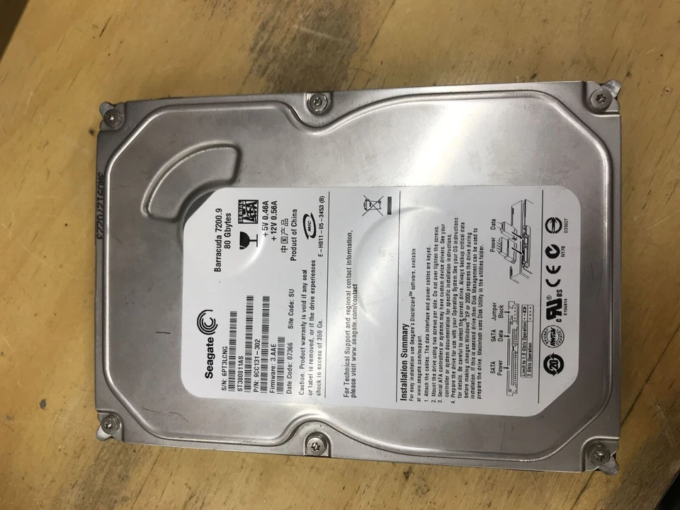 80 GB SATA Seagate Barracuda 7200.9 ST380811AS 7200 RPM  - Image 1 of 1