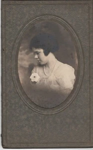Antique Photograph Photo Young Girl with Rose and Pearl Necklace  - Picture 1 of 3