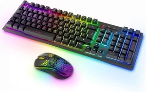 MOOJAY Kabellose Tastatur und Maus RGB Hintergrundbeleuchtung, wireless - Bild 1 von 5