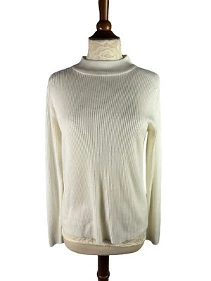 Suéter acanalado Crystal Kobe para mujer mediano falso cuello tortuga marfil ligero Foto 1 de 4