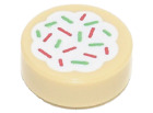 Lego Tan Tile Round 1 X 1 Cookie White Frosting Red Green Sprinkles D687