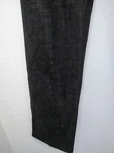 Ralph Lauren Jean Vintage schwarz Denim Nietenjeans funkelnder Perlensaum Gr. 6 JHV - Bild 1 von 7