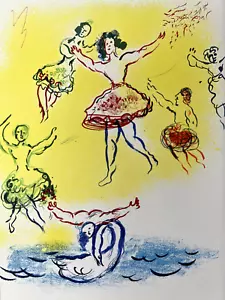 Marc Chagall Lithographie Skizze zu Tschaikowskys "Schwanensee" 1965 - Bild 1 von 8