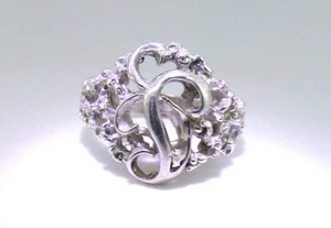 S Initiale Schriftrolle massiver reiner echter 0,925 Nugget Ring Größe 6 1/2 PSR71 - Bild 1 von 4