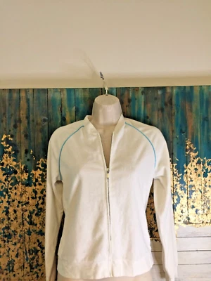 Chaqueta GAP TERRY TELA ACTIVE WEAR BLANCA TURQUESA AZUL VERDE ROPA EXTERIOR XS Foto 1 de 4