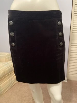 Falda Banana Republic Terciopelo Corta Negra Marinero Frontal Botón Acento Talla 2 Foto 1 de 4