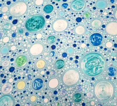 30" P&B Textiles Mindful Mandalas Amy Diener Layered Polka Dot Blue Green White - Image 1 of 3