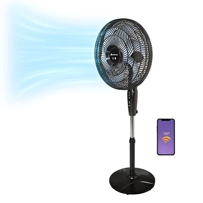 Comfort Zone Oscillating Pedestal Stand Fan, 18 inches, Wi-Fi , Timer, Black - Image 1 of 4
