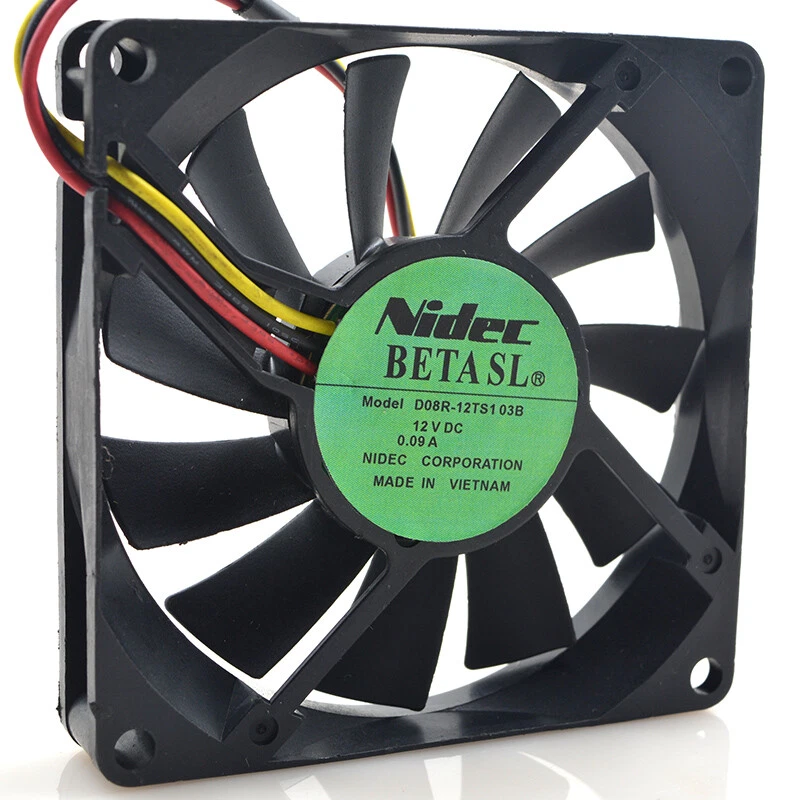 NIDEC D08R-12TS103B 80*80*15 12V 0.09A 8CM 3 wire cooling fan - Image 1 of 1