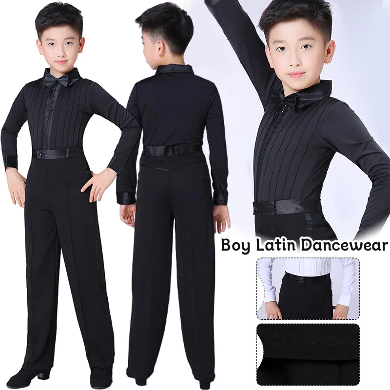 Boys Latin Dance Shirt Pants Suit Ballroom Practice Tango Competition Dance Wear - Image 1 of 4