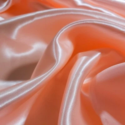 MUSE FABRICS LIGHT PEACH MEDIUM SATIN BRIDAL DRESS FABRIC 58" GLOSSY BY THE YARD PASTEL ORANG